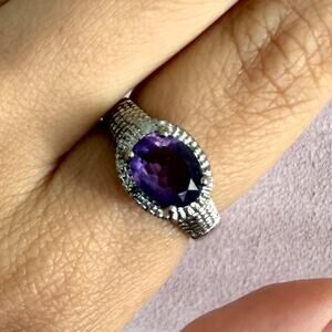 sterling silver oval-cut purple amethyst ring size 7